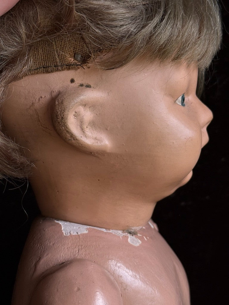 Antique American 14.5” Schoenhut Wooden Baby Doll
