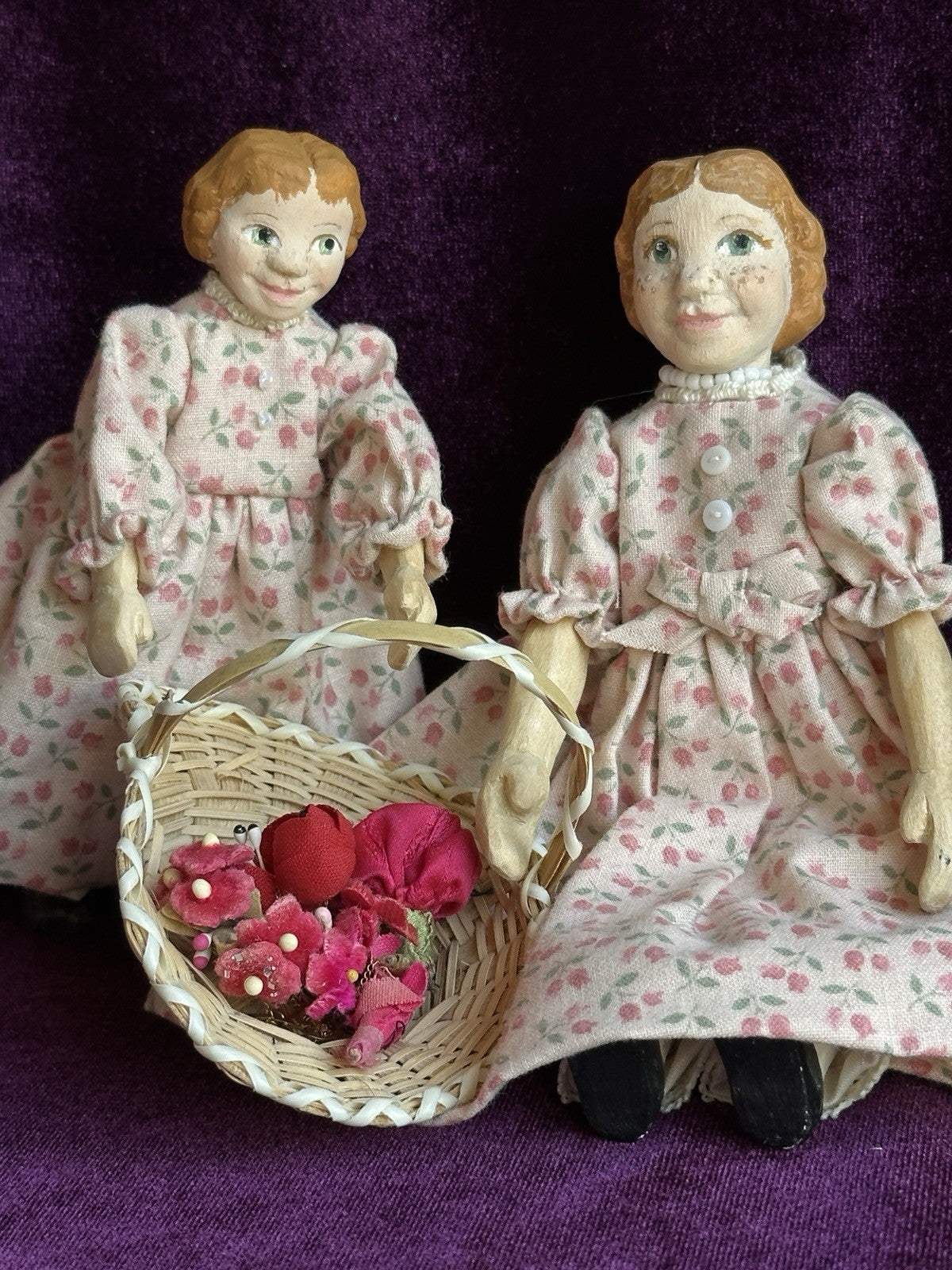 Lot of 2 Hand Carved Hitty Dolls by Natalie Cooper