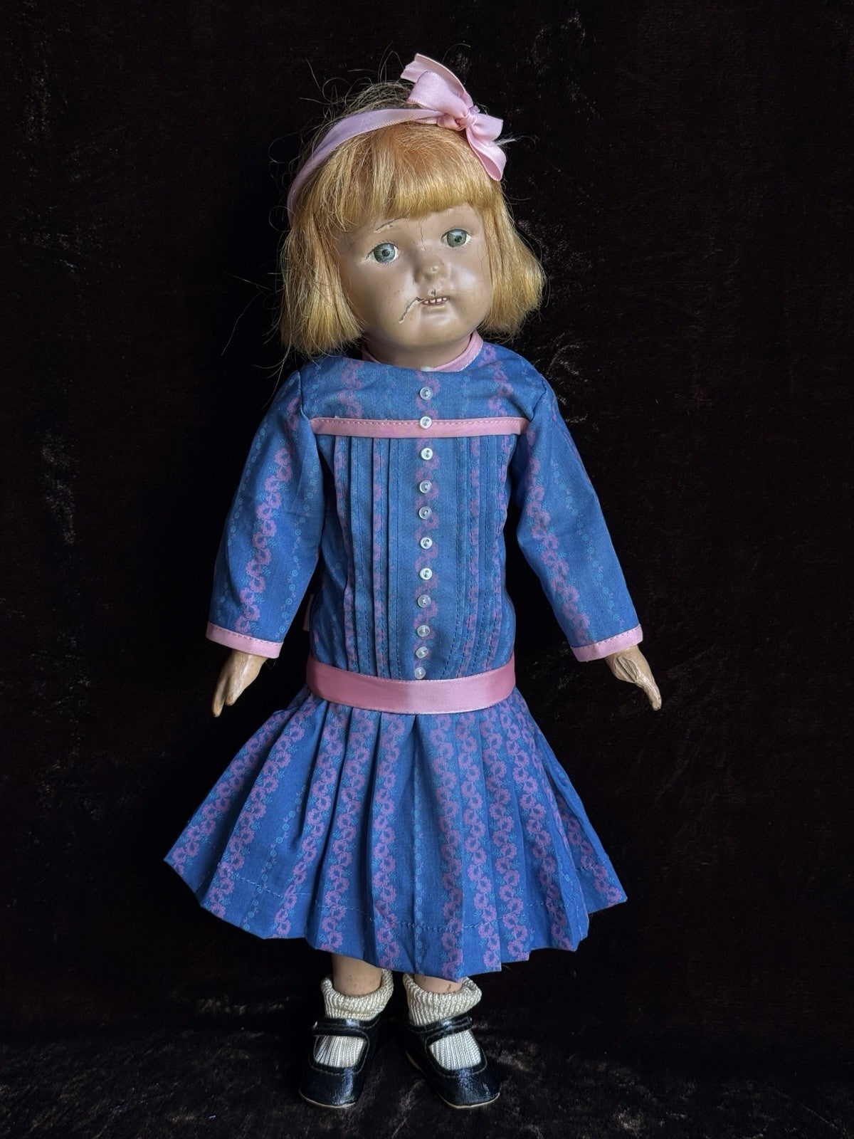 Antique American 17” Schoenhut Wooden Jointed Miss Dolly Doll