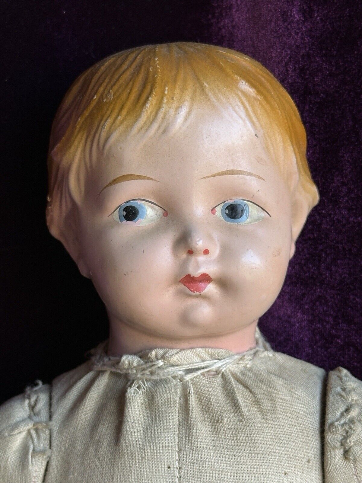 Early Antique American 15” Composition Head Cloth Body Character Doll