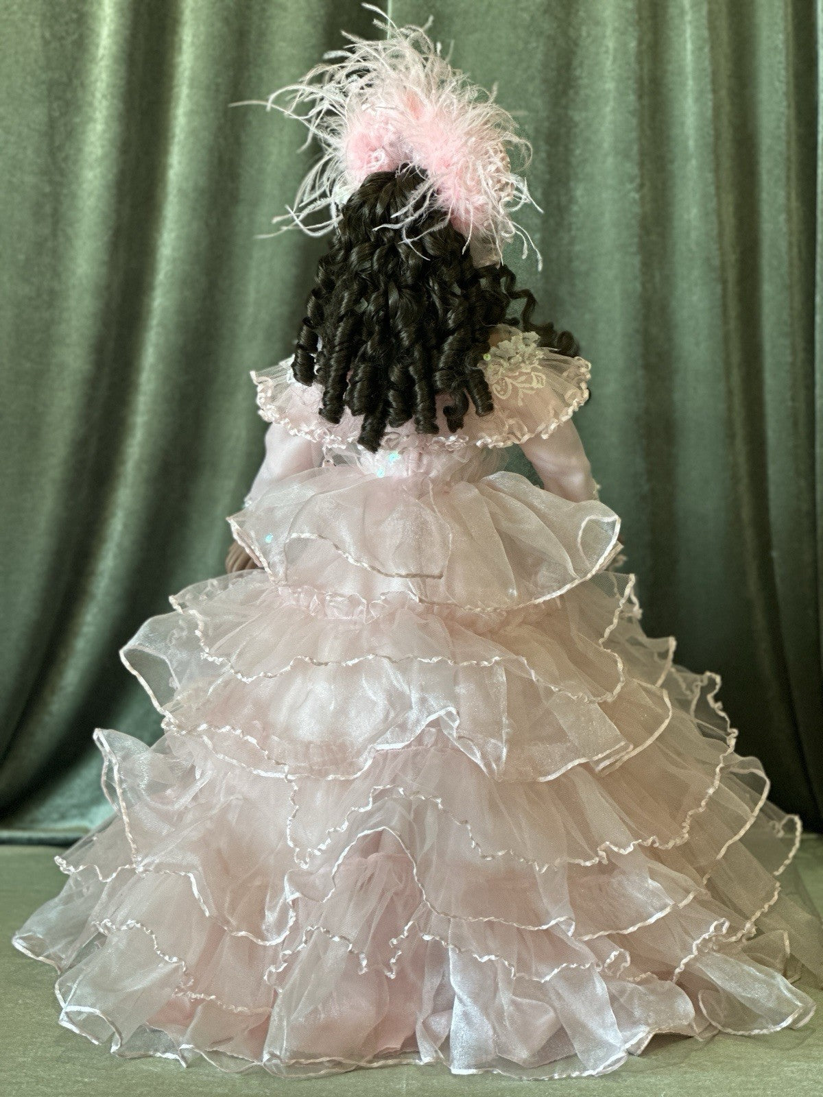 Collectible 26” Porcelain Doll “Pink Shiffon” by Rustie LE 500 Tag/ COA/Stand