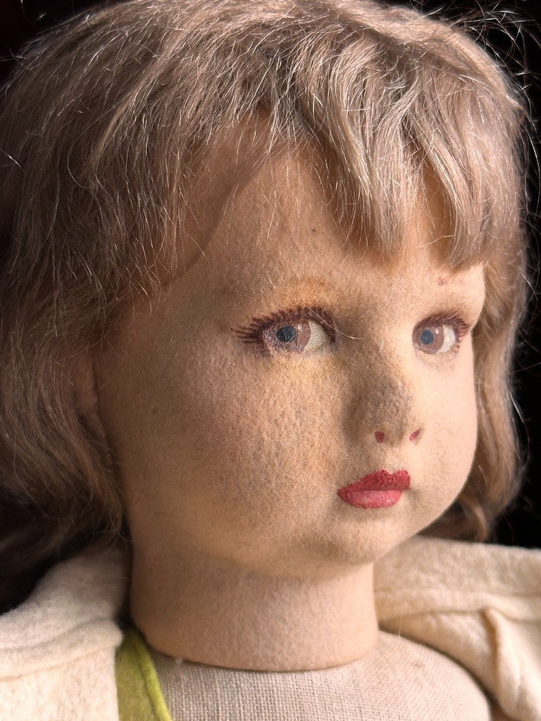 Vintage Italian 17” Lenci Mariuccia Face Felt Cloth Character Girl Doll