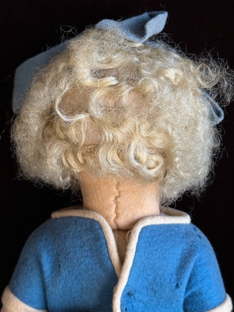 Vintage Italian 12” Lenci 111 Felt Cloth Character Girl Doll with Jump Rope