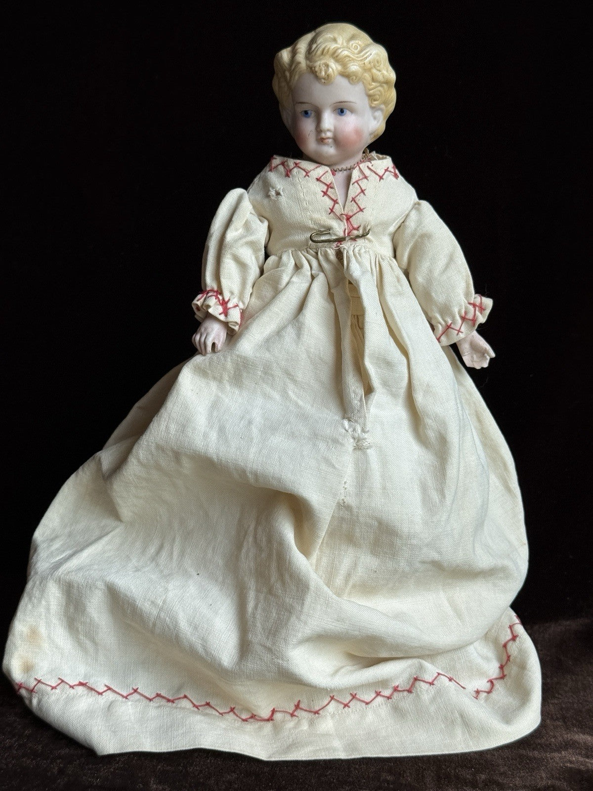 Antique German 10.5” Parian Bisque Head China Doll