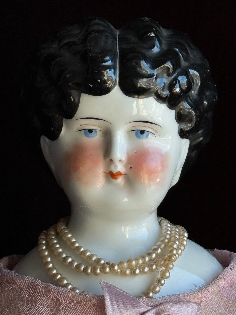 Antique German 22" Bawo & Dotter Brunette China Head Doll