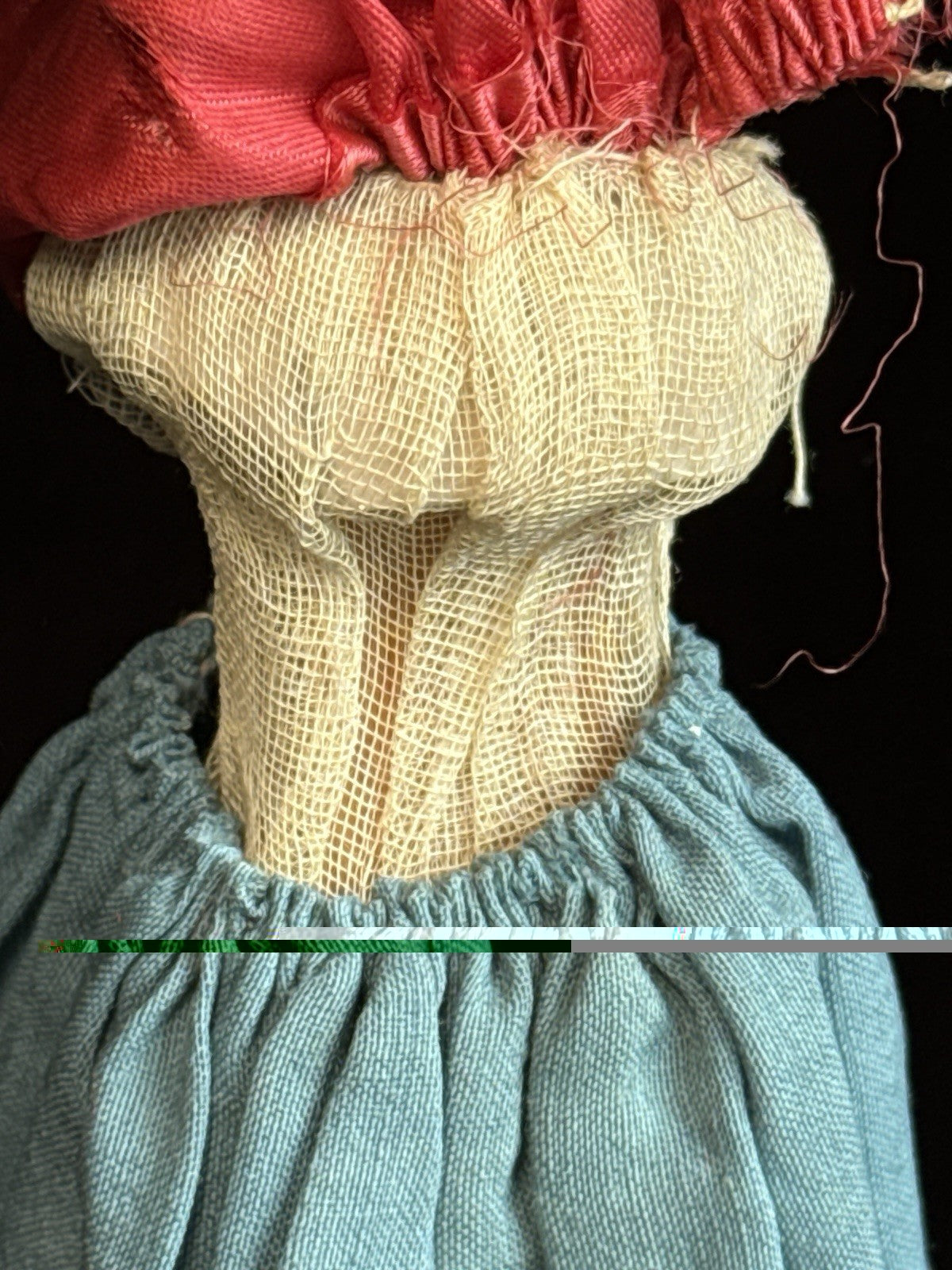 Rare Antique German 11” Marotte Rattle with Kinderkoff Bisque Male Doll Head Toy