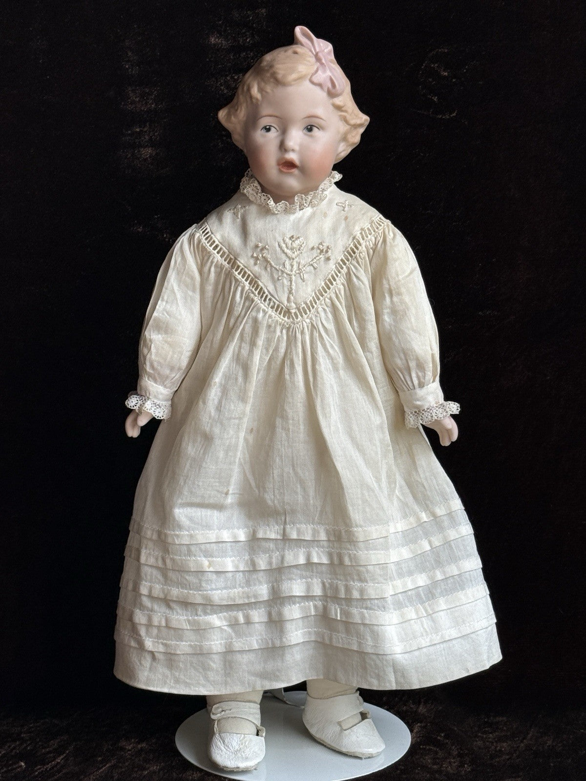 Porcelain 13.5” Repro of Antique Gebruder Heubach 7851 Character Girl Doll