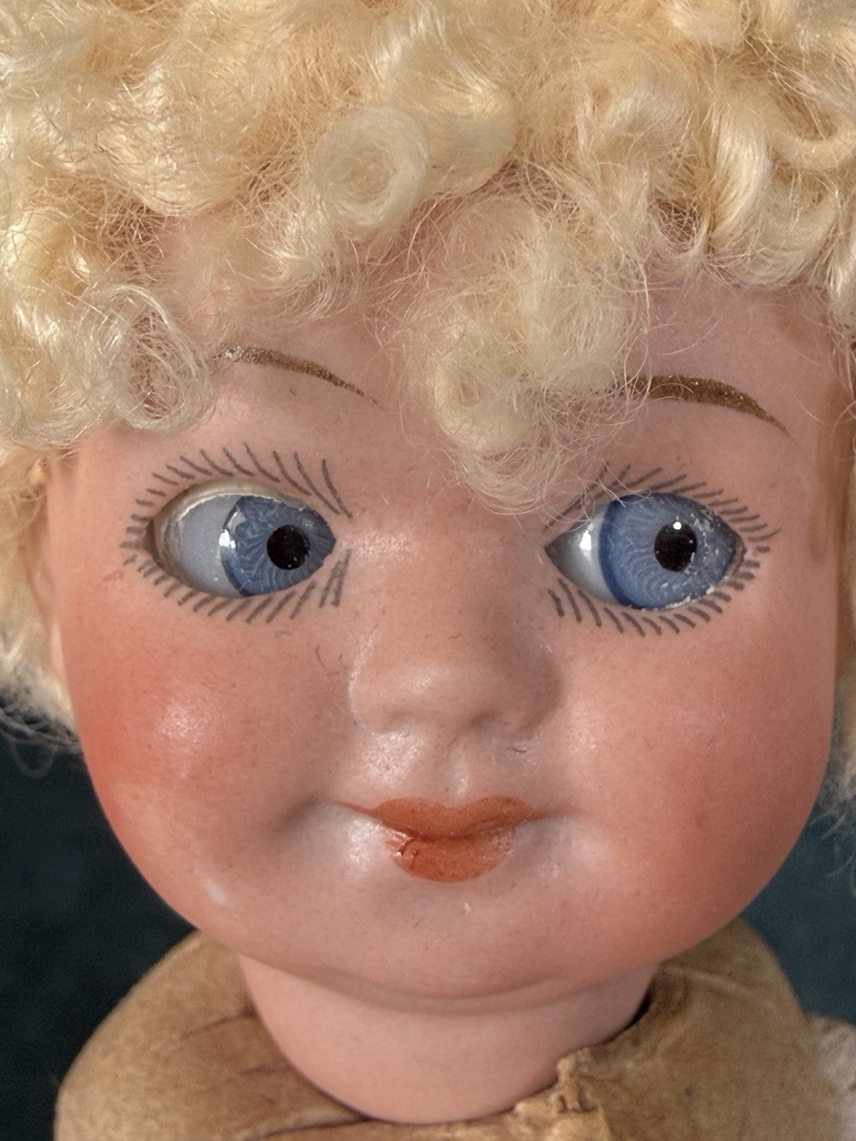 Antique German Hermann Steiner Googly Eyes 7” Doll Bisque Head