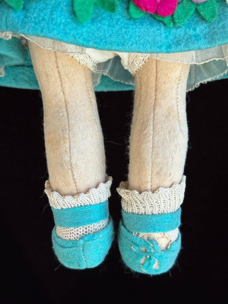 Vintage Italian 13” Lenci 70 (?) Felt Cloth Character Girl Doll