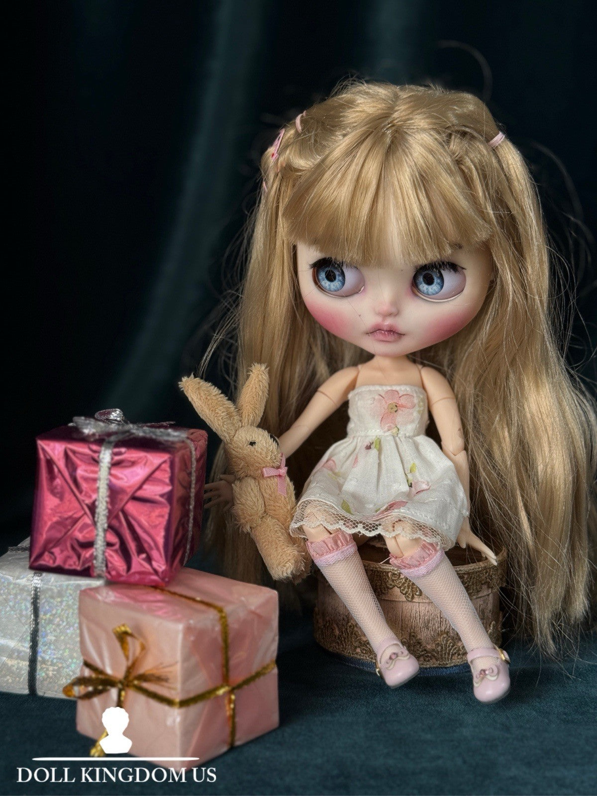 OOAK Custom Blythe 11” Artist BJD Doll With Her Bunny Toy