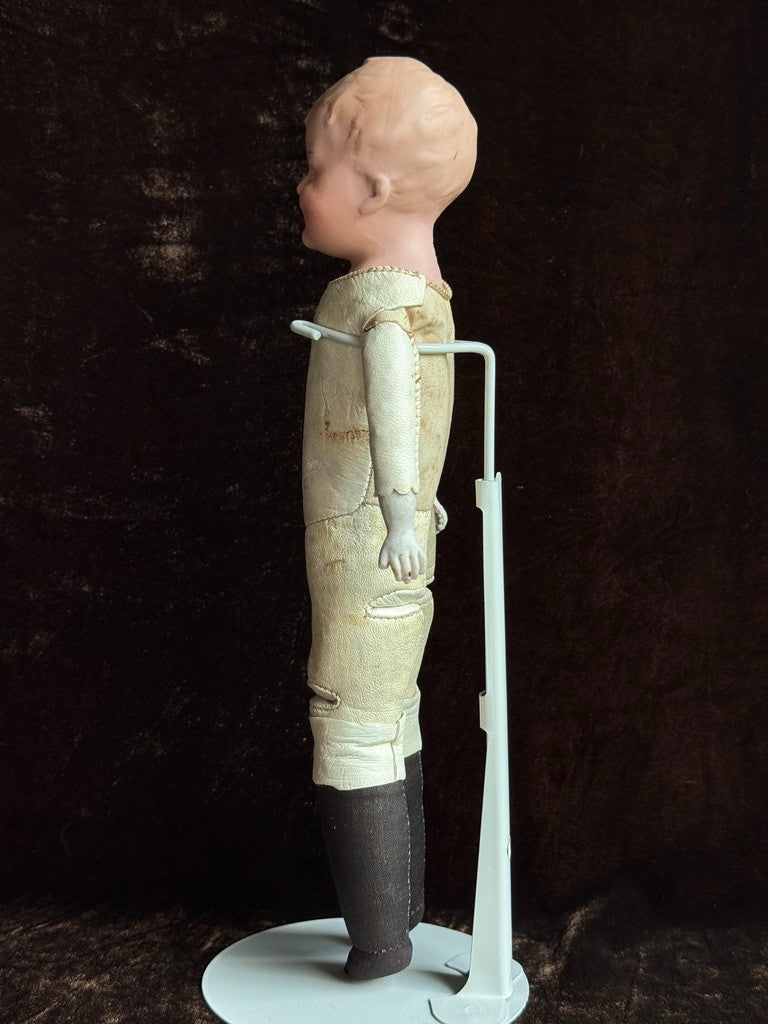 Antique German 12” Gebruder Heubach Bisque Shoulder Head Character Boy Doll