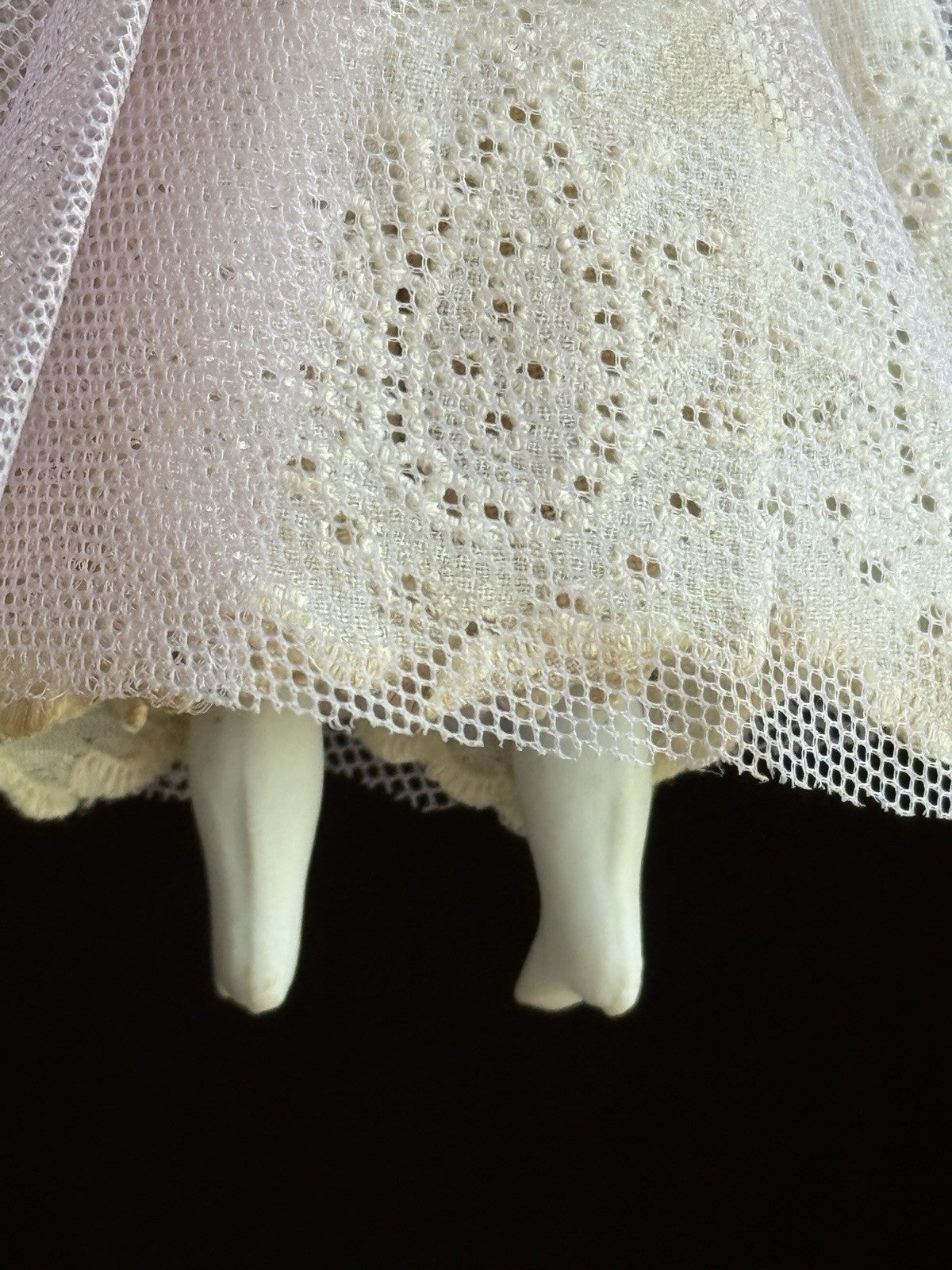Lot of 2 Antique German 4"-4.25" Bisque Cloth Miniature Dollhouse China Dolls