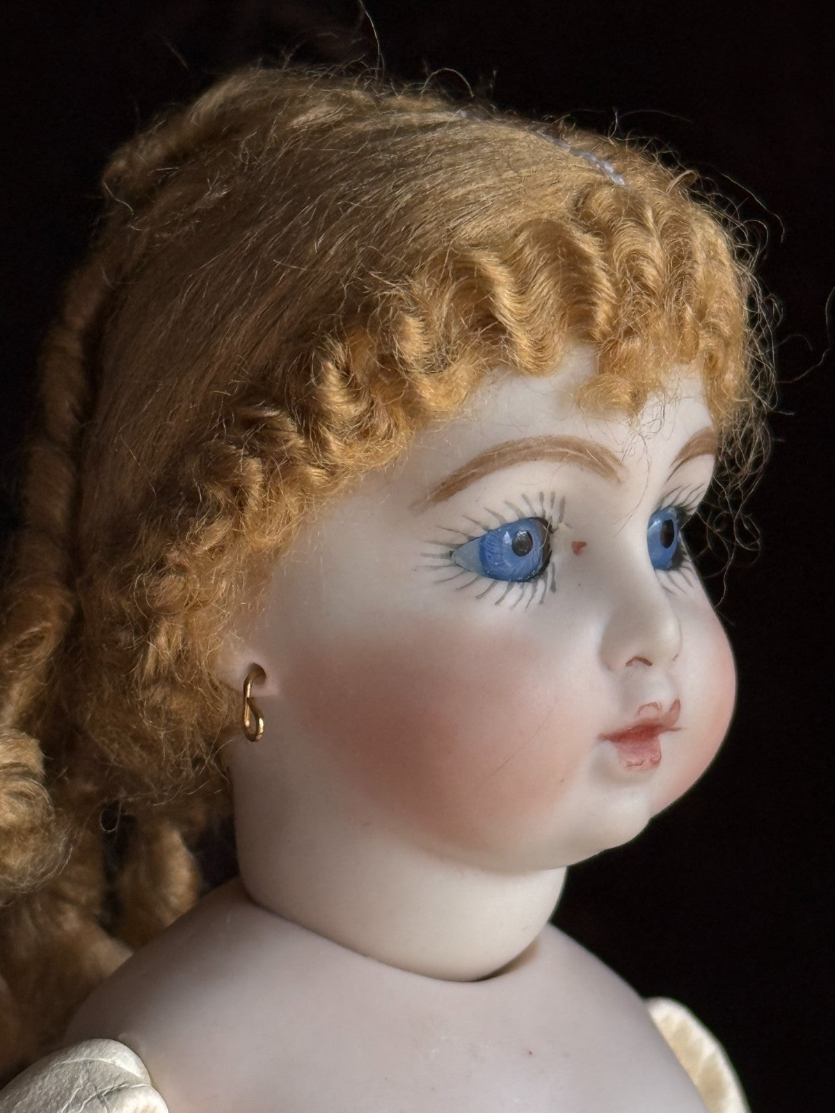 Miniature 7.5” Cathy Hansen Hand Signed Porcelain Repro of Antique Bru Doll