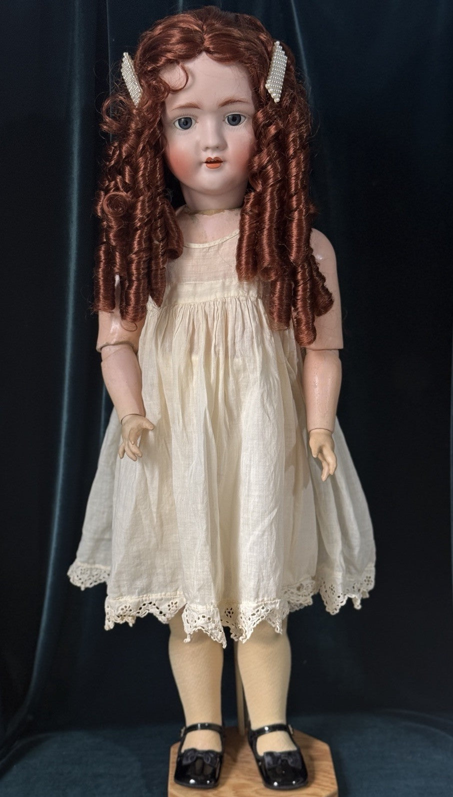 Antique German Walkure 30” Doll Bisque Head Composition Body