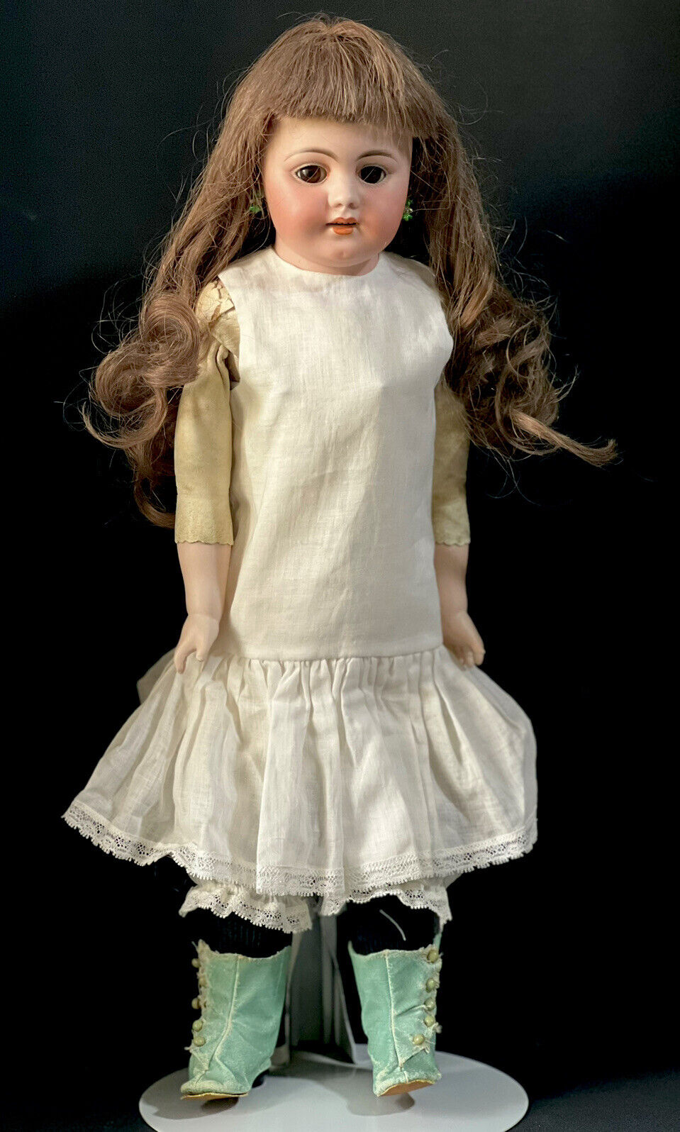 Antique German Early Simon Halbig  20” Doll Turned Head Mold 1010 Leather Body