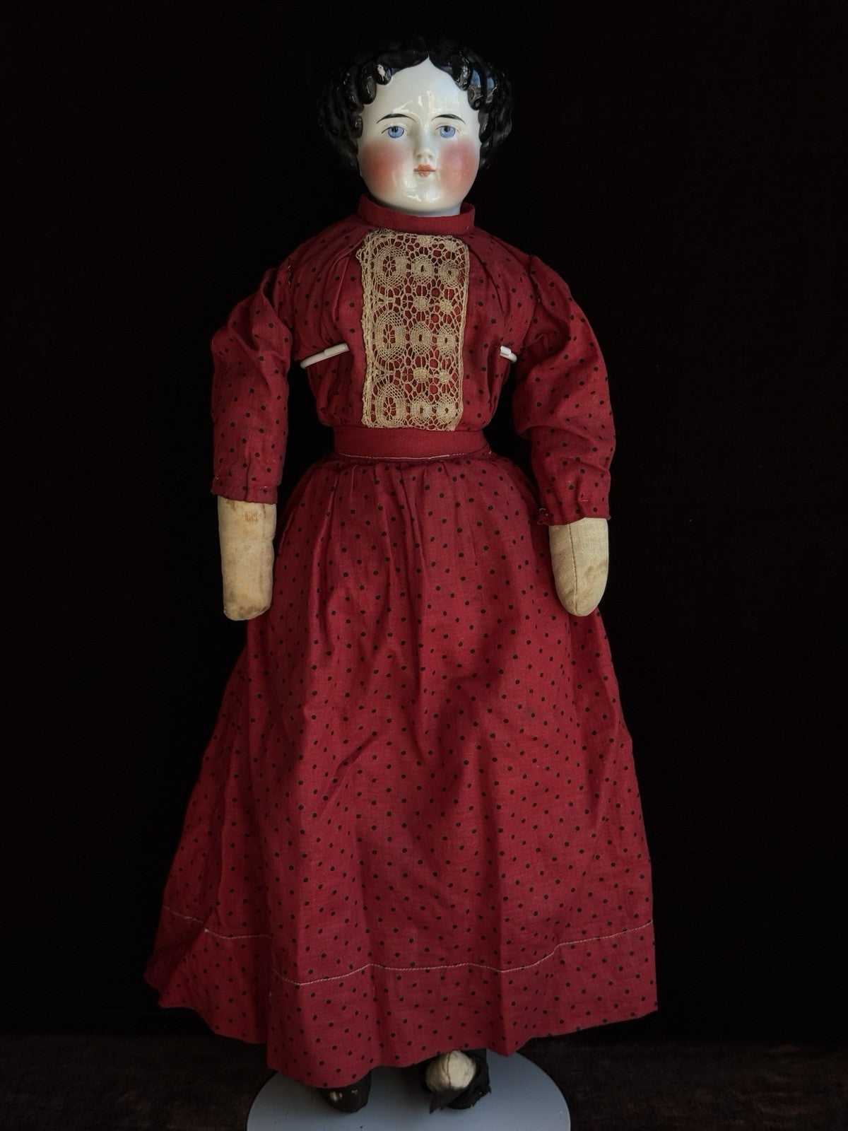 Antique German 19” Flat Top Highbrow China Shoulder Head Doll