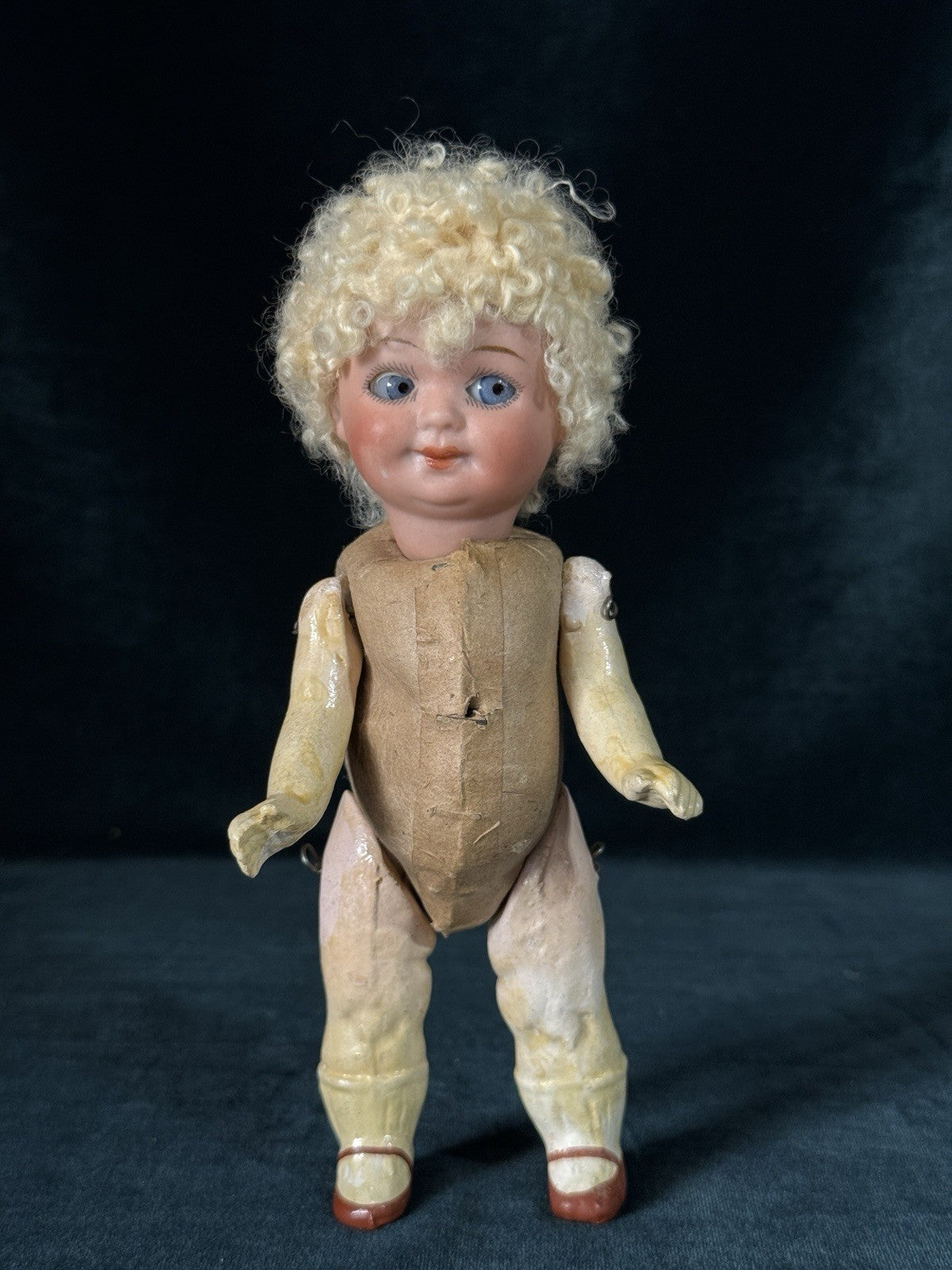 Antique German Hermann Steiner Googly Eyes 7” Doll Bisque Head