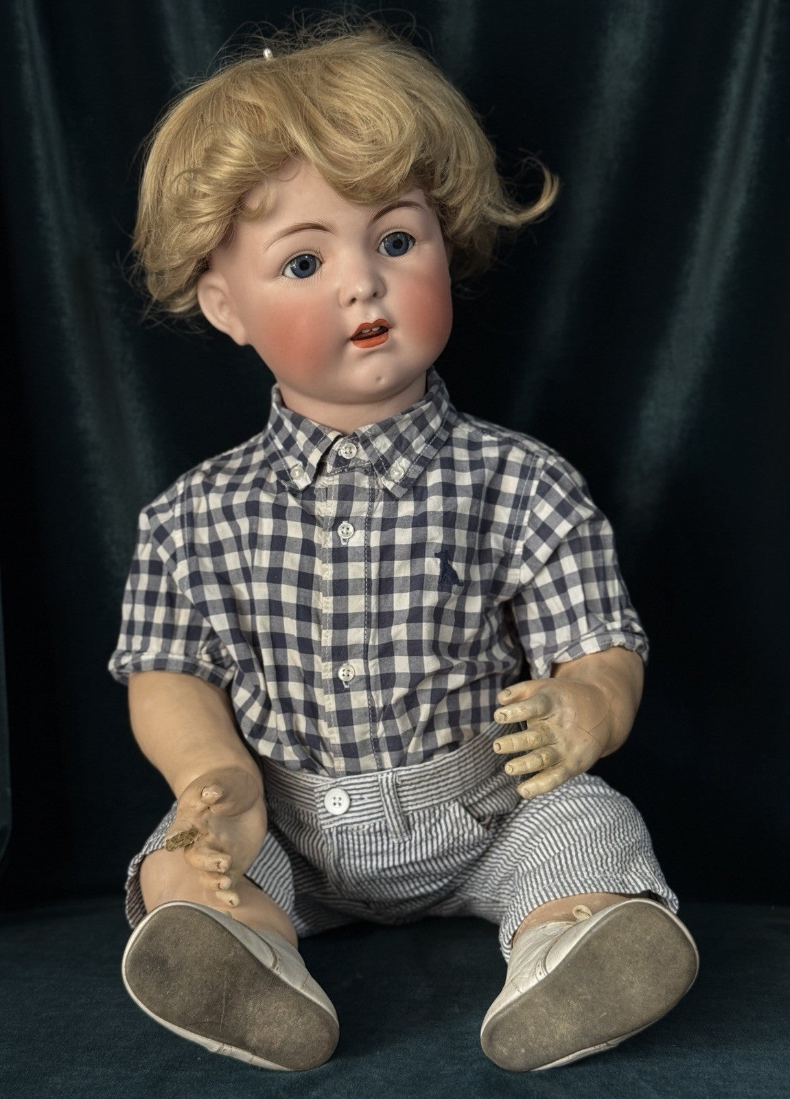 Huge 28” Antique German Franz Schmidt Mold 1295 Baby Boy Doll Porcelain Head