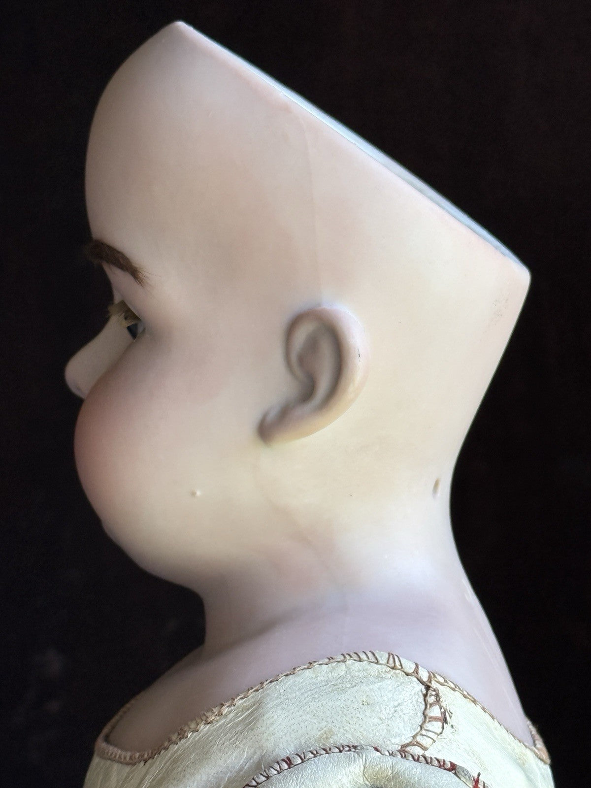 Antique German 23” Armand Marseille 370 Bisque Shoulder Head Leather Body Doll