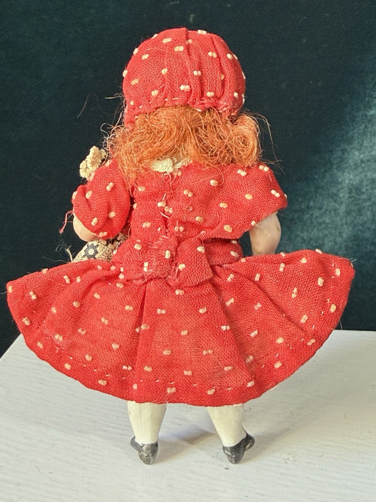 Antique German 3.5” All Bisque Mignonette Dollhouse Doll