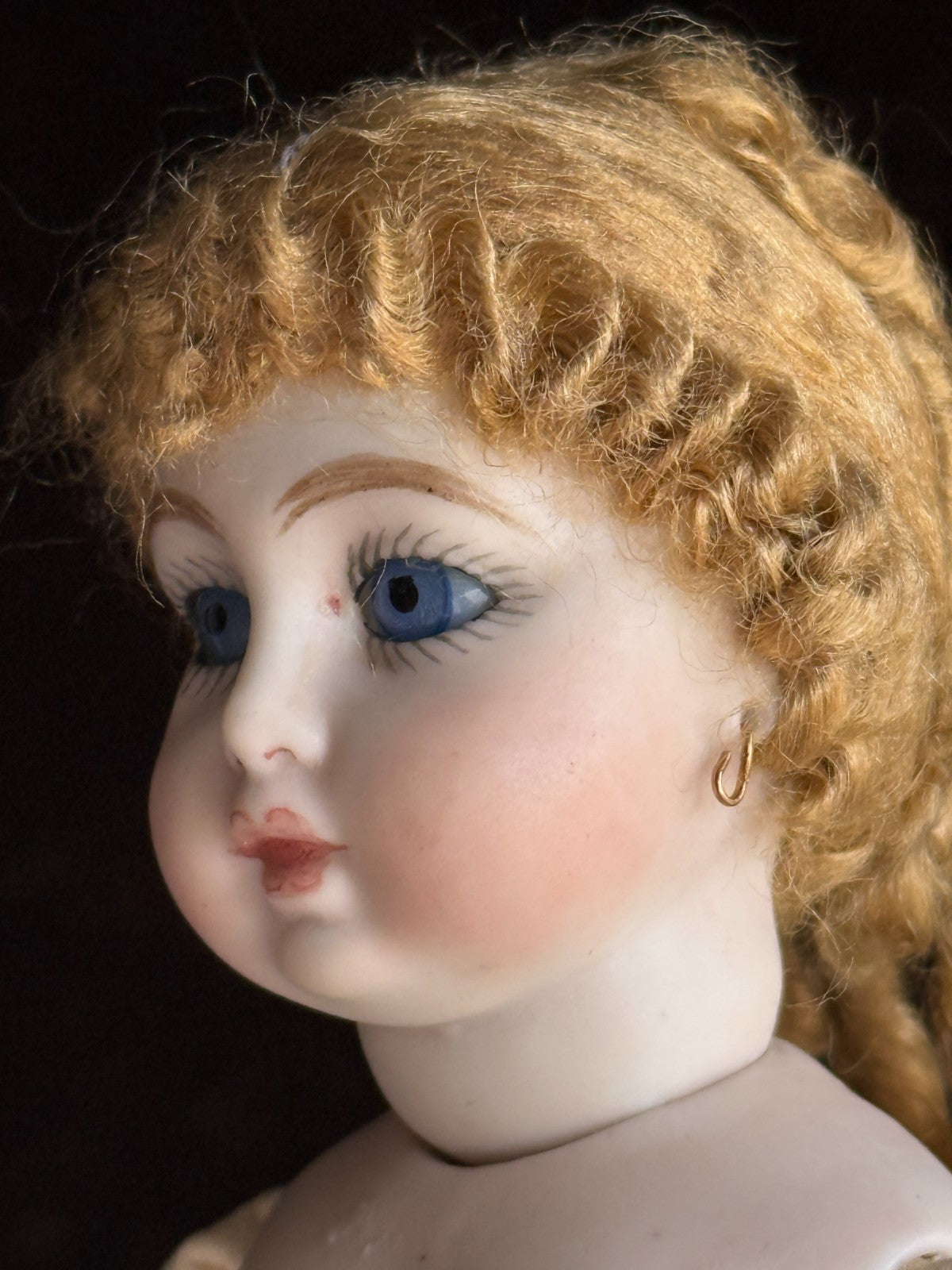 Miniature 7.5” Cathy Hansen Hand Signed Porcelain Repro of Antique Bru Doll