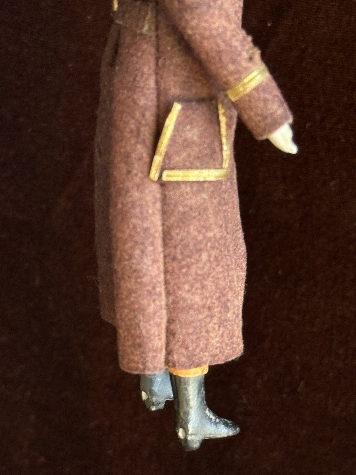 Antique German 4.875” Bisque Miniature Dollhouse Male Mustache Soldier Doll