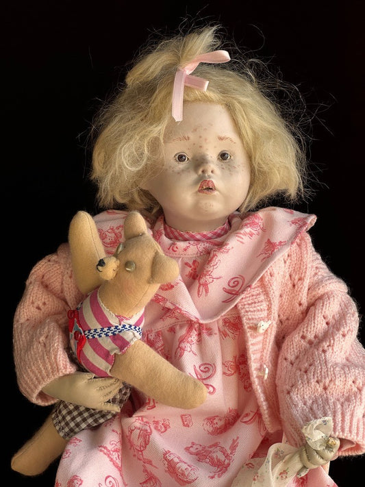 Rare OOAK 22” French Artist Malou Ancelin Leather Signed Girl Doll LE 30