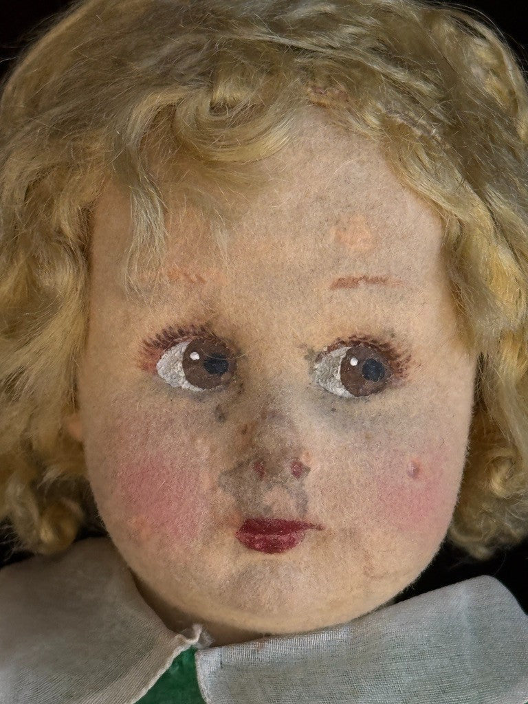Vintage Italian 13” Lenci 70 (?) Felt Cloth Character Girl Doll