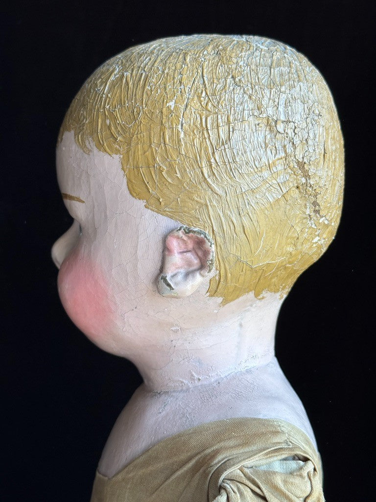 Large Antique American Martha Chase 24" Oil Painted Cloth Baby Doll