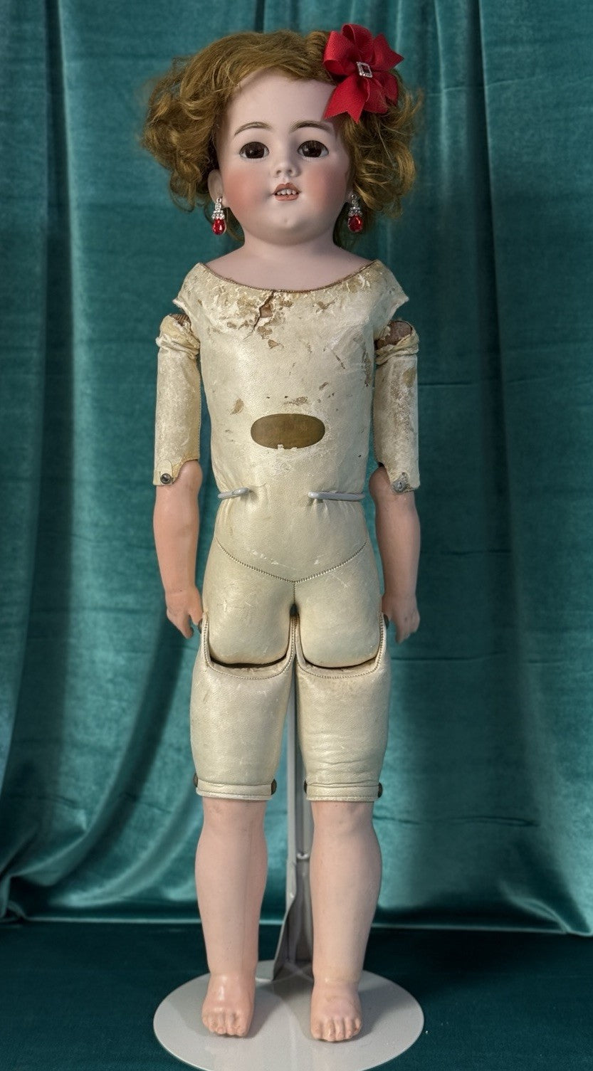 Antique German Simon Halbig  1250 Dainty Dorothy Kid Leather  Body 27” Doll