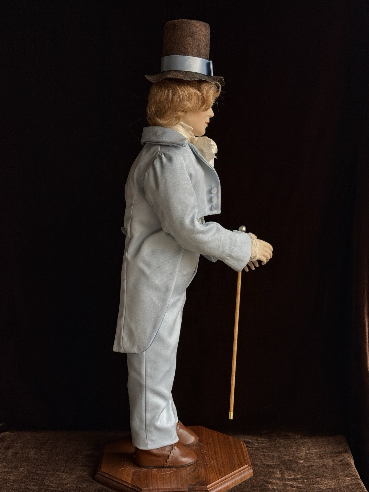 OOAK Large Artist Made Porcelain Victorian Gentleman Doll with Stand