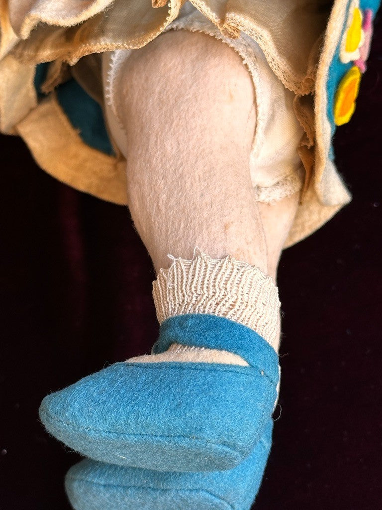 Vintage Italian 12” Lenci 111 Felt Cloth Character Girl Doll