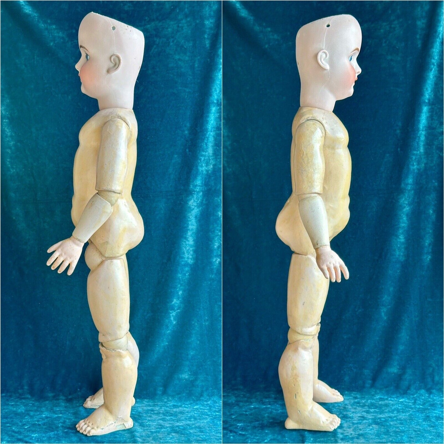 Large Antique German 31” Swaine & Co (?) Bisque Head Child Doll