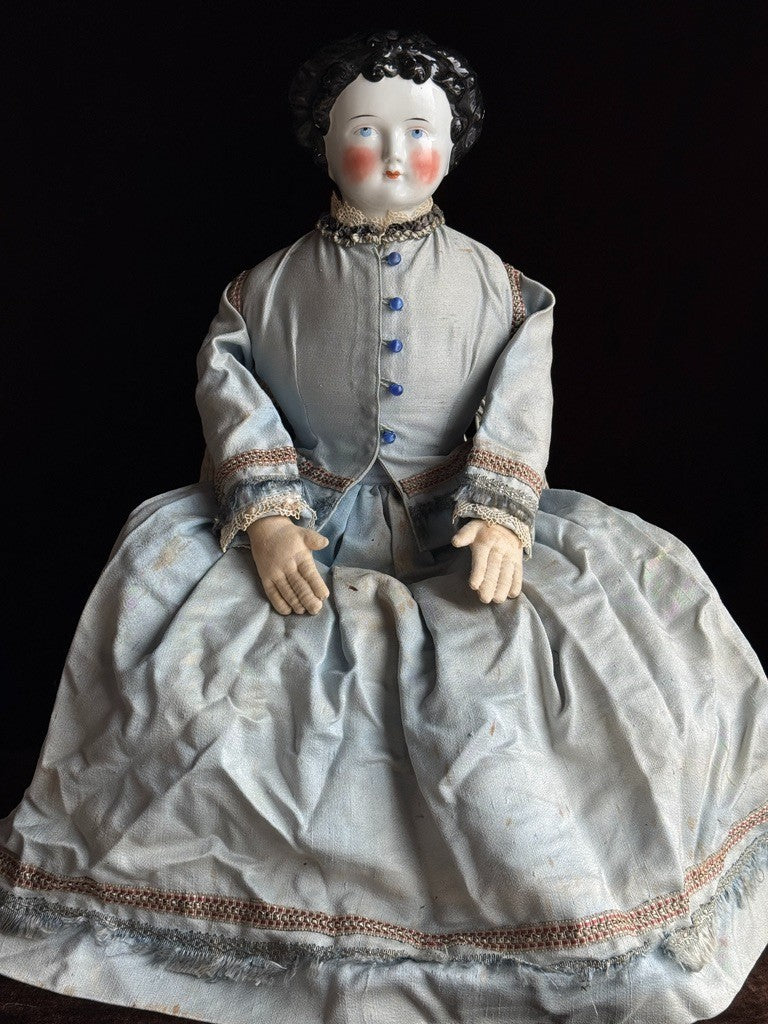 Rare Large Antique German 28” Dolly Madison China Head Doll