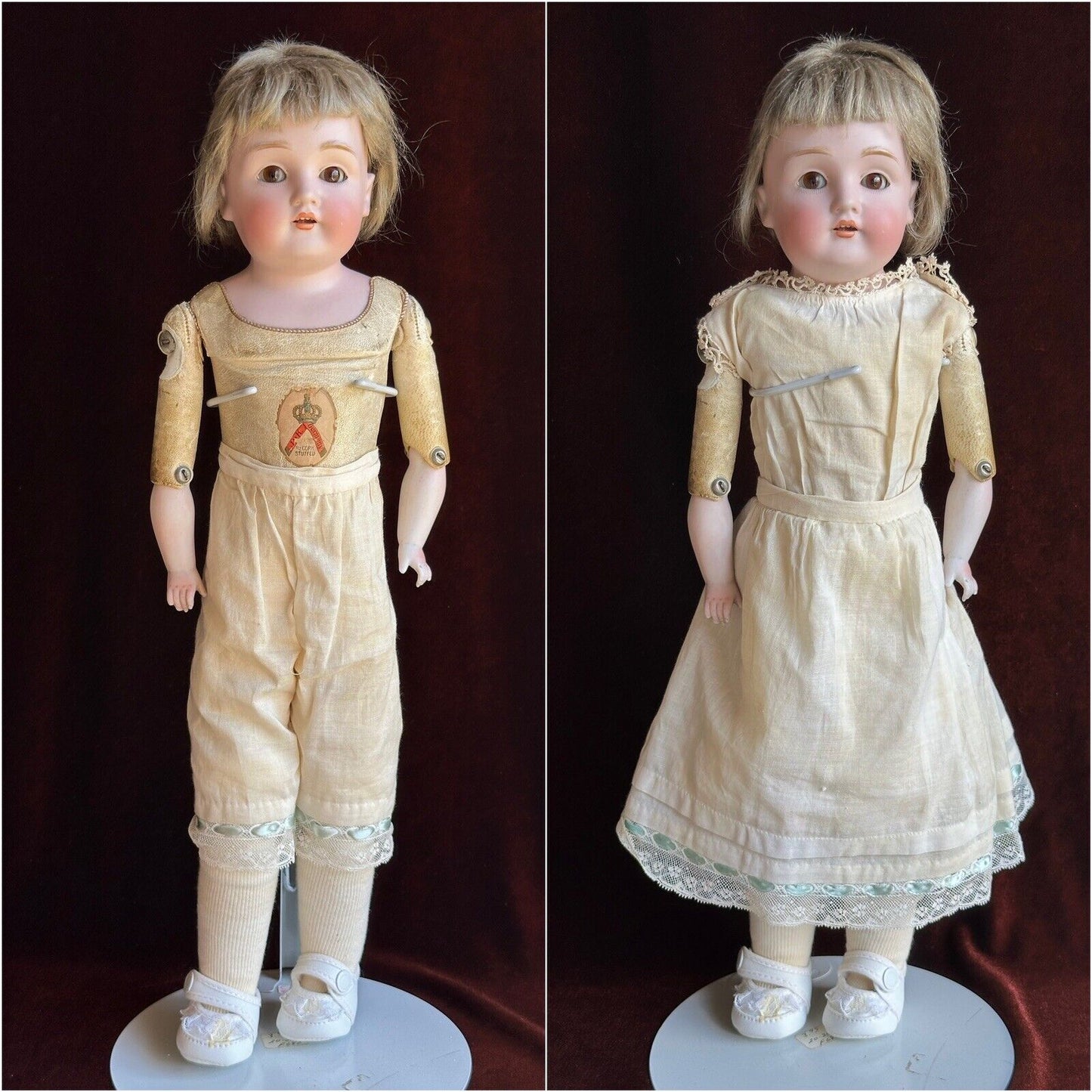 Antique German 18” Kestner 154 Bisque Shoulder Head Doll Stamped Body