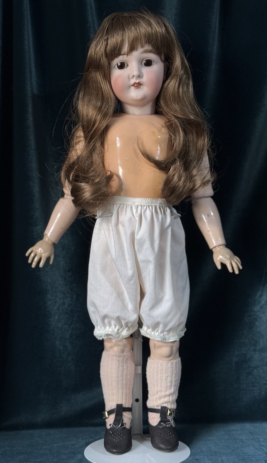 Antique German Queen Louise Doll Bisque Head Composition Body 23” Doll