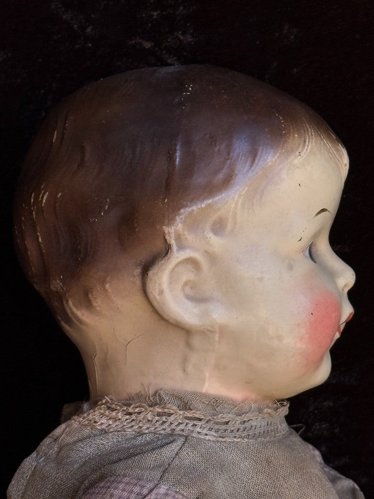 Early Antique American 18" Composition Head Straw Filled Doll