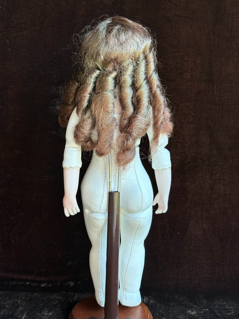 Vintage 15” Repro of Antique French Bru Jne Porcelain Leather Doll by Calli Lou