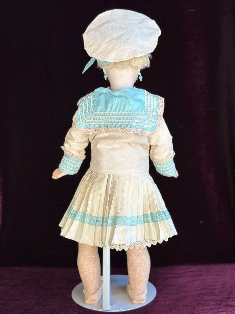 Antique German 20.5” Sonnenberg 117 Belton Type Closed Mouth Bisque Head Doll