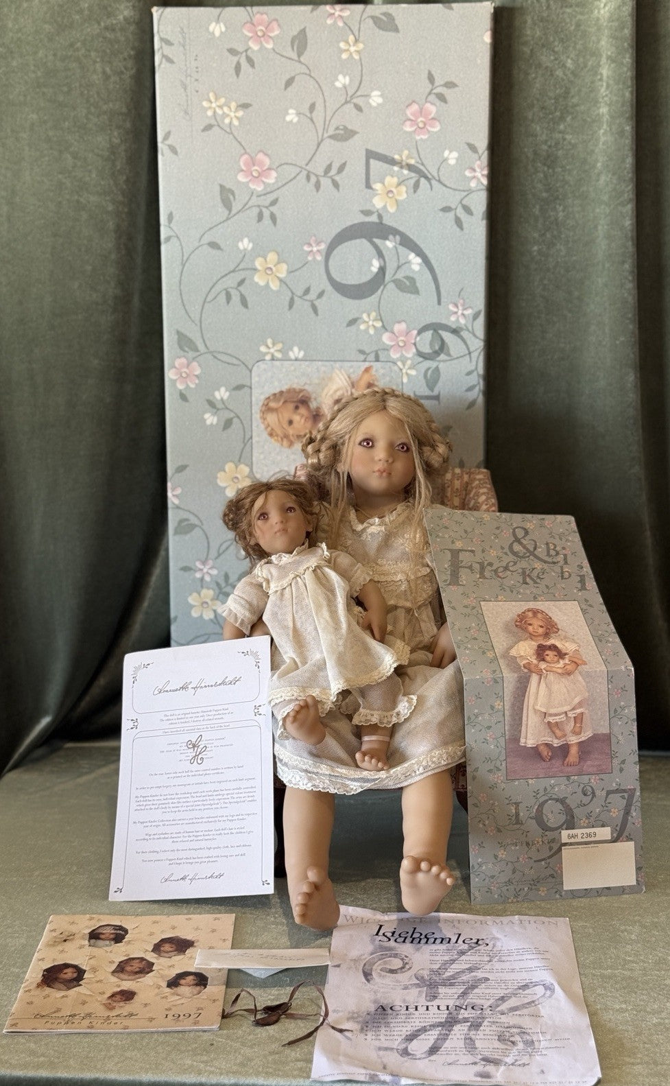 MIB Vinyl Annette Himstedt 24” Doll “Freeke And Bibi” 1997 Box/COA/Tag