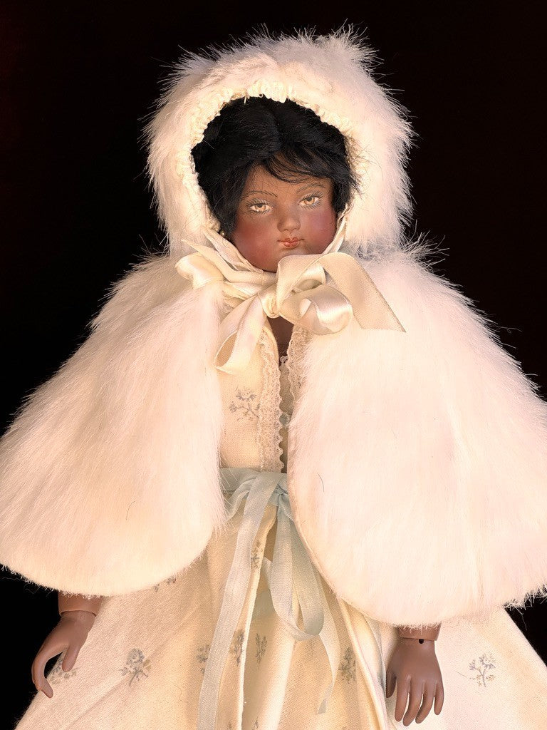 Rare 15” Dark Complexion Porcelain Repro of Antique French Huret Fashion Doll