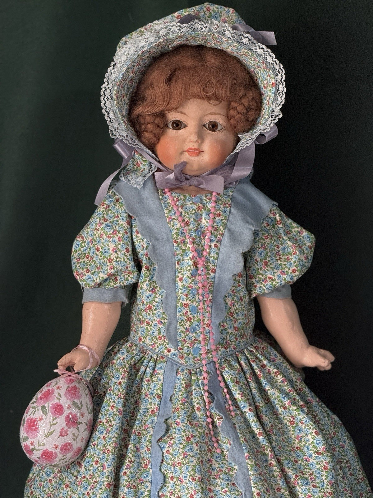 Antique German Paper Mache 24” Doll with Glass Eyes