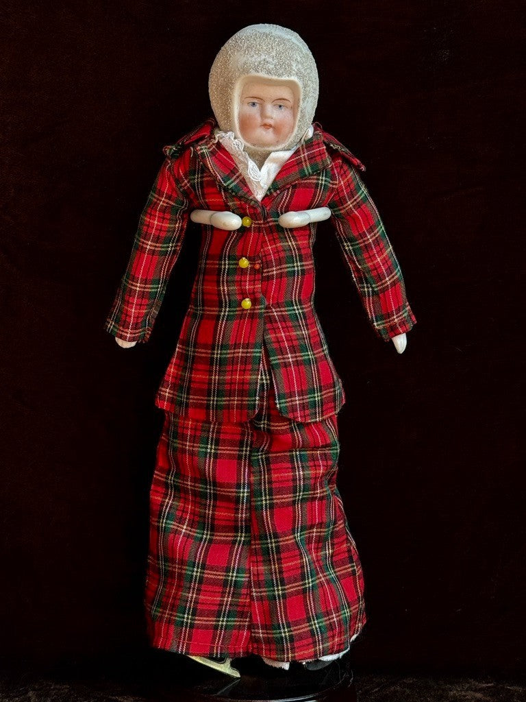 Antique German 10.5" Hertwig Snow Baby Style Molded Hat Parian Doll