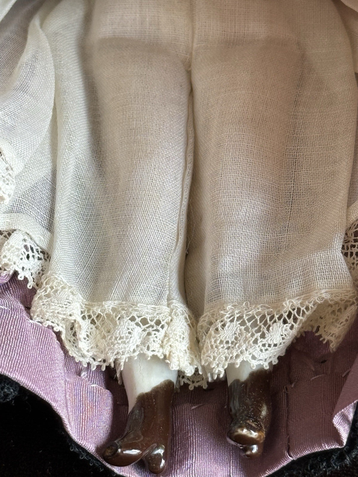 Antique German 6.75” Bisque Cloth Miniature Dollhouse Lowbrow China Doll