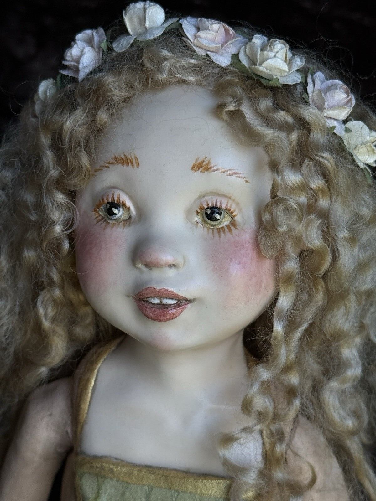 OOAK Collectible 15” Judith & Lucia Friedericy Wax Over Porcelain Doll