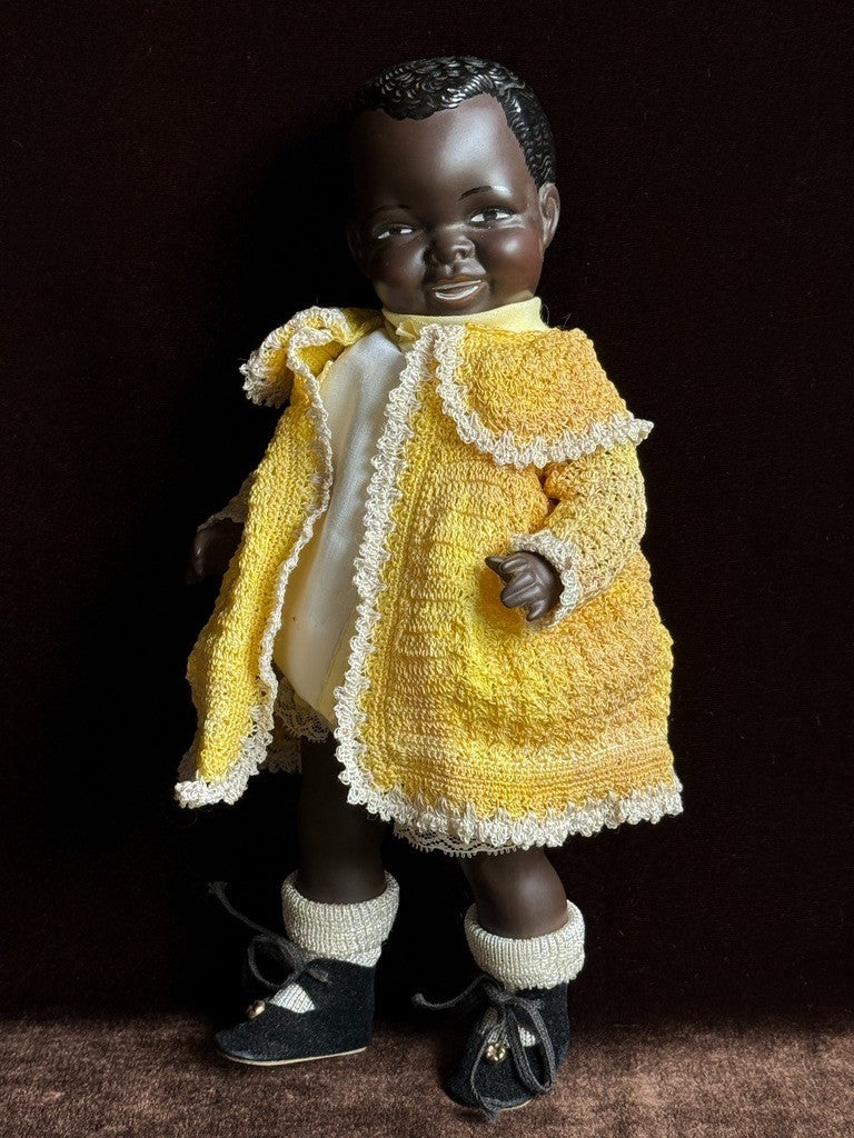 Vintage 9.5" All Porcelain Dark Complexion Girl Doll