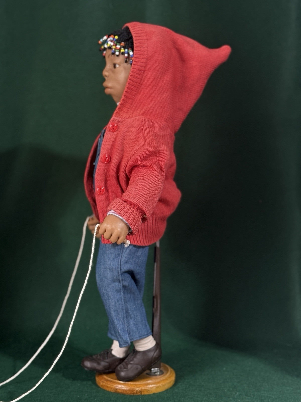 OOAK (?) Artist Carol Trobe Handmade Mixed Media 19” Doll “Cild With Jump Rope”