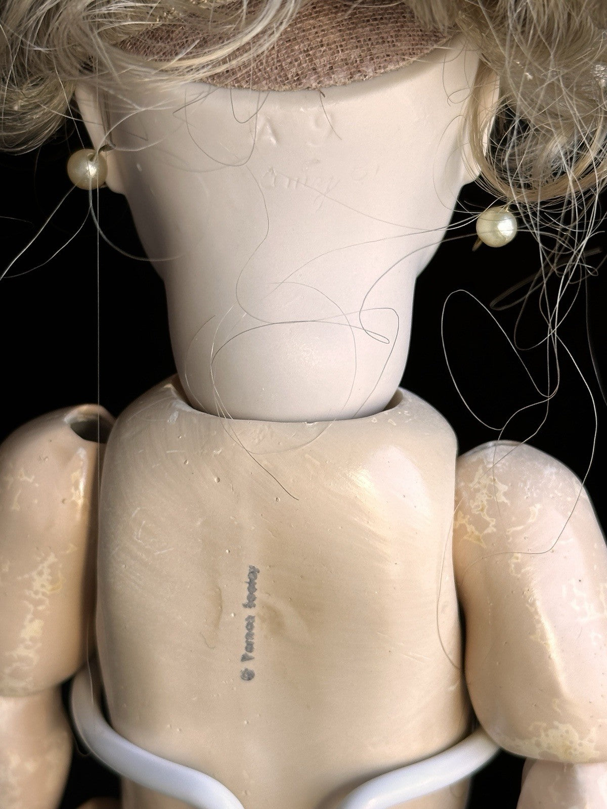 Vintage 12.5” Porcelain Comp Reproduction of Antique French Andre Thuillier Doll