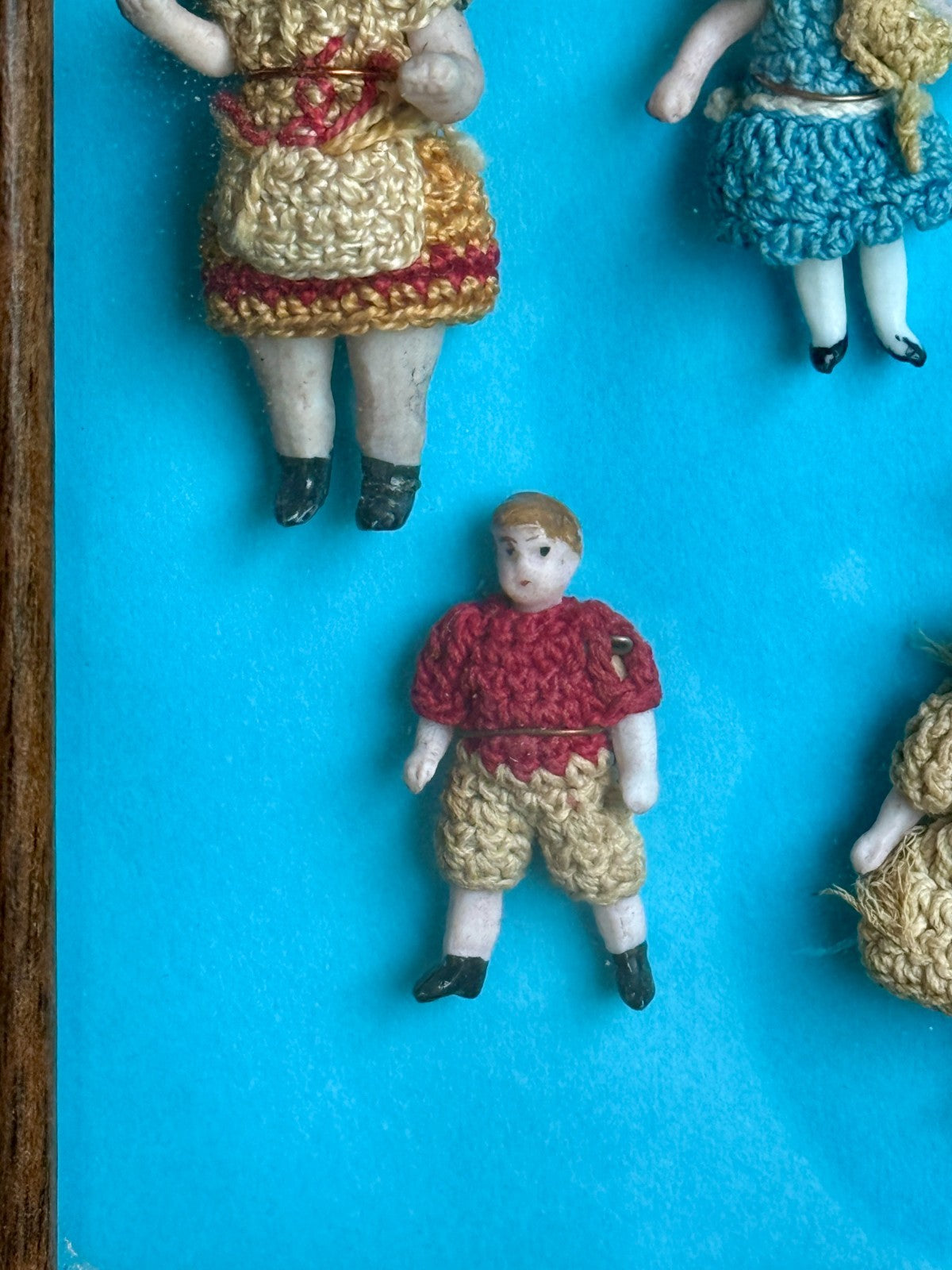 Antique Miniature Hertwig Carl Horn Dolls Framed Display 9 German Bisque Dolls