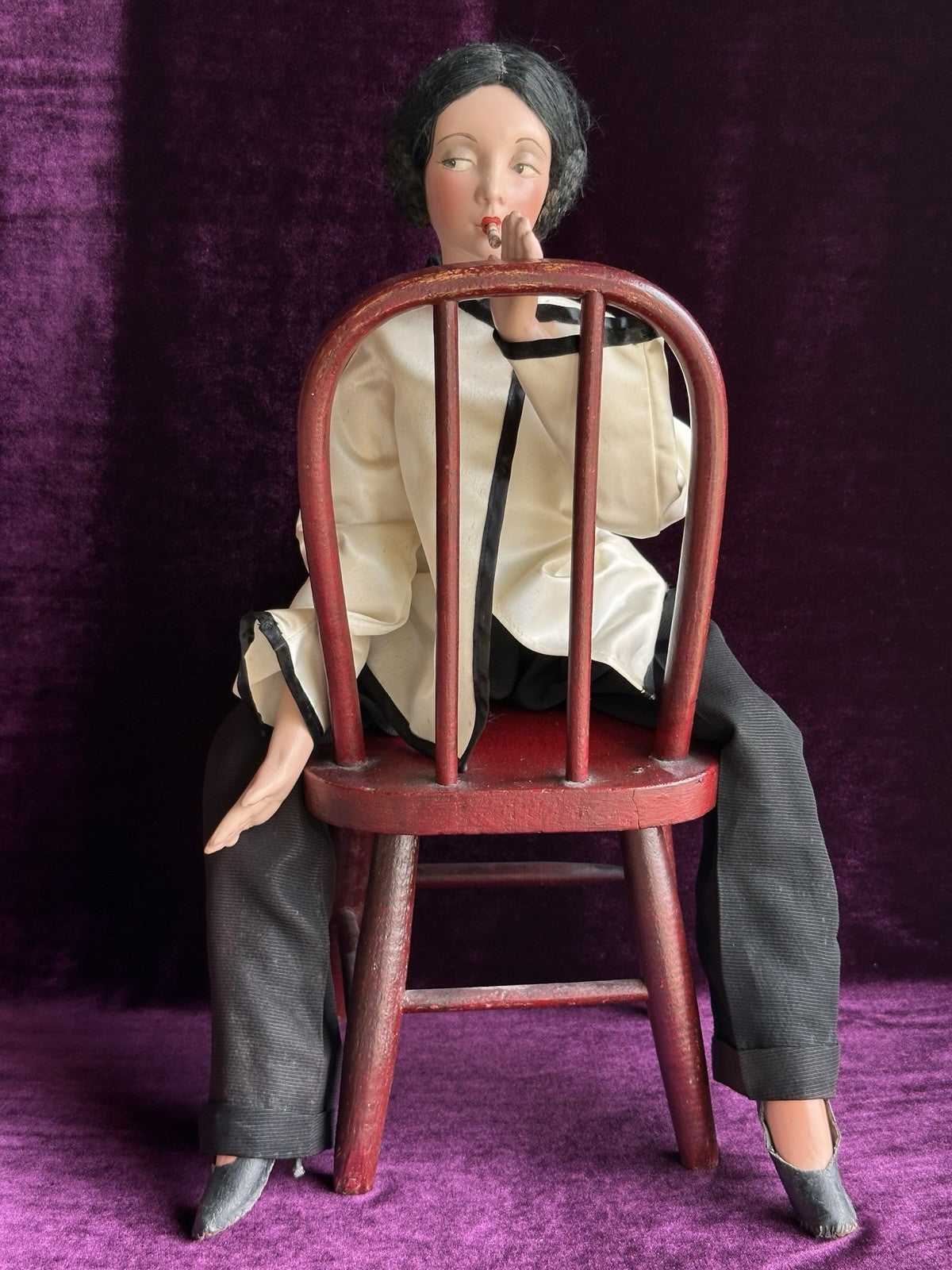 Antique American Cubeb Smoker Mutual Novelty Boudoir Composition Flapper Doll